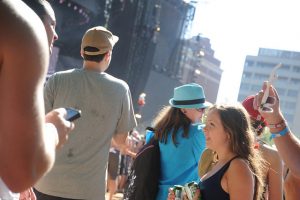 Group of people outside in summer.