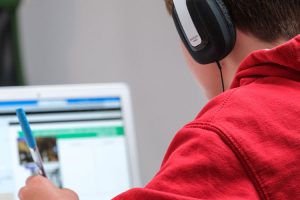 Student studying on computer