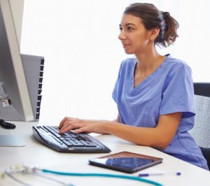 Nurse on a computer