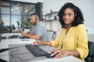 women on phone in logistics